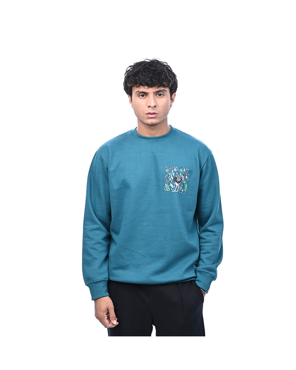 Teal Green Fleece Sweat Shirt