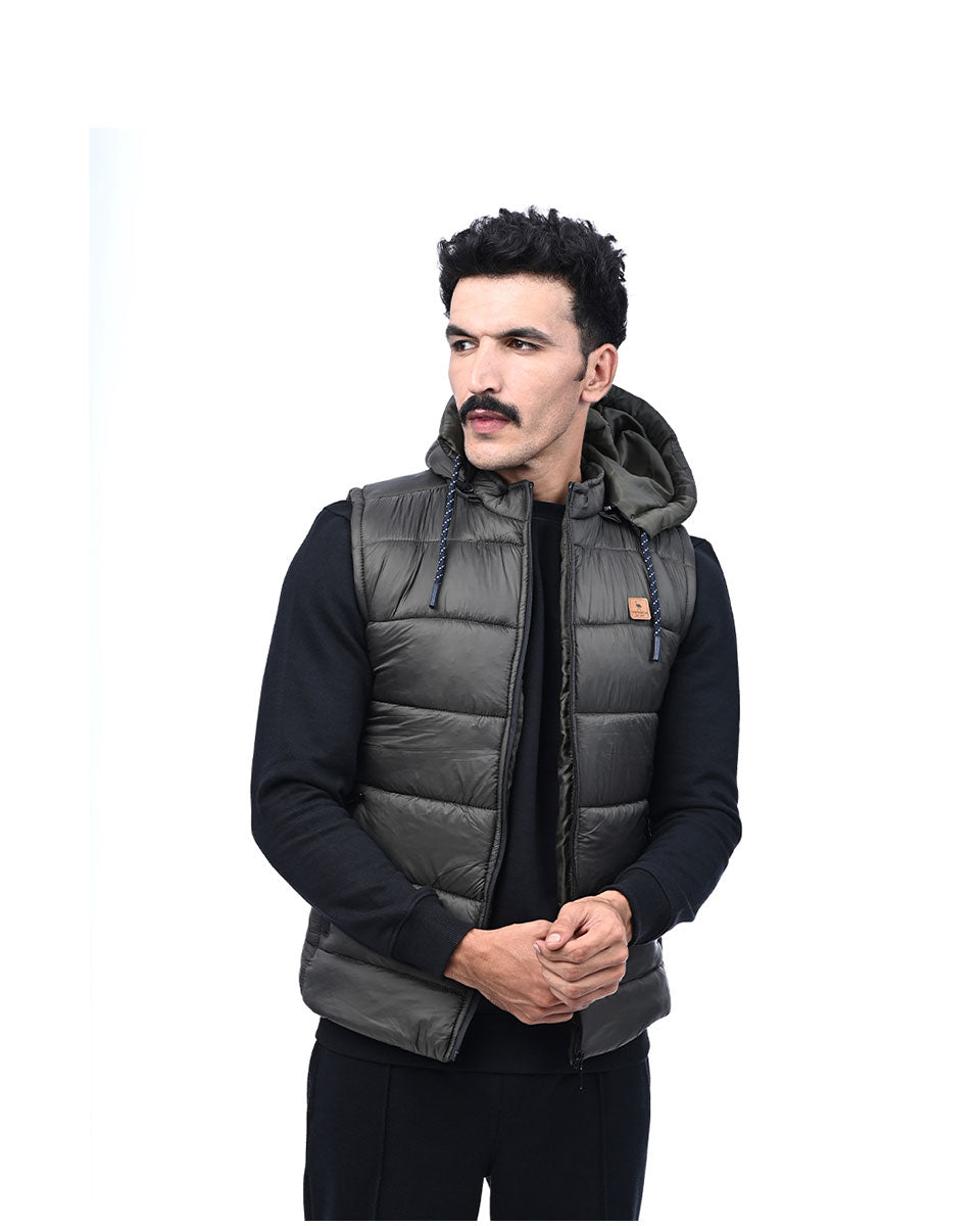 Black Shine Sleeveless Puffer Jacket