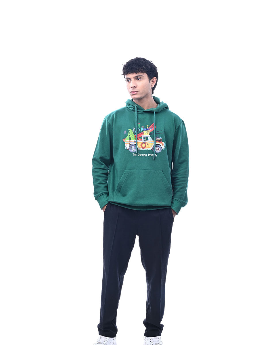 Green Fleece Graphic Hoodie