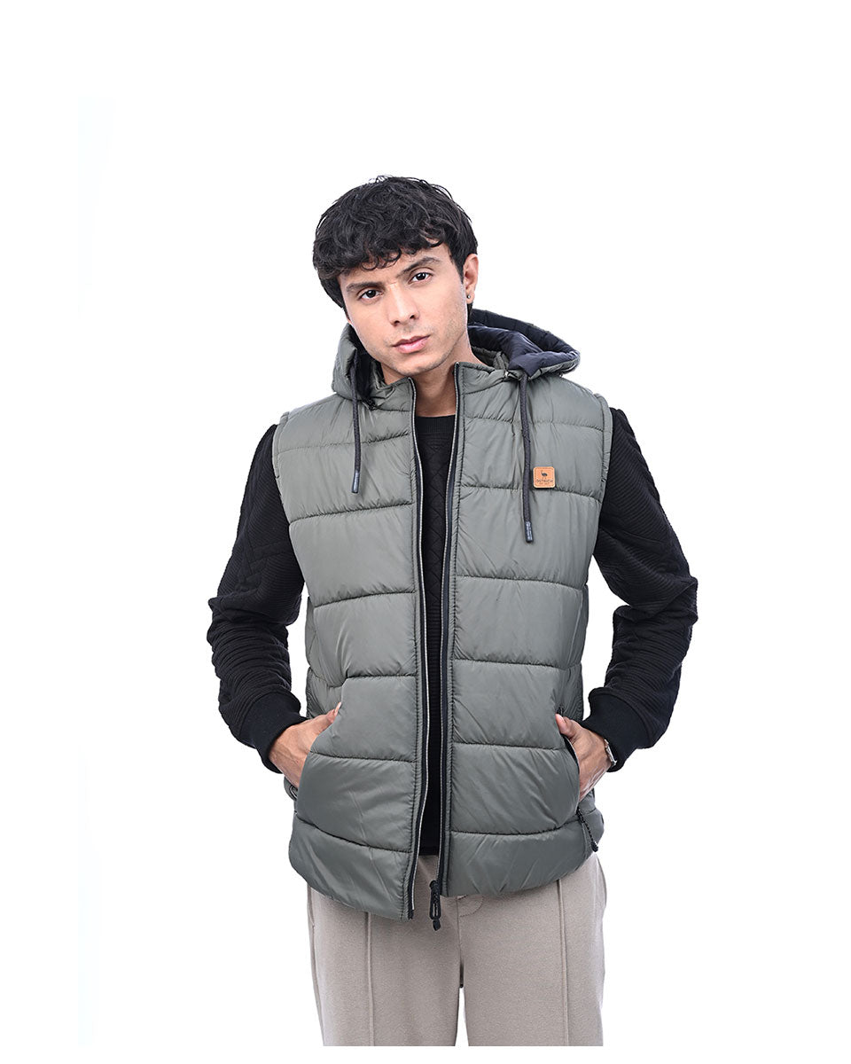 Olive Sleeveless Puffer Jacket