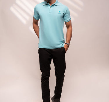 Sky Blue Jhony Collar T-Shirt