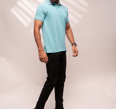 Sky Blue Jhony Collar T-Shirt