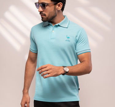 Sky Blue Jhony Collar T-Shirt