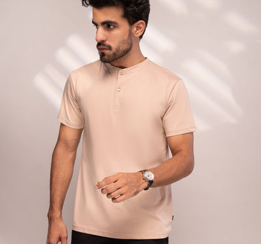 Basic Henley Tee (Beige)