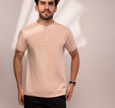 Basic Henley Tee (Beige)