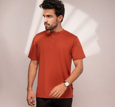 Basic Henley Tee (Rust)