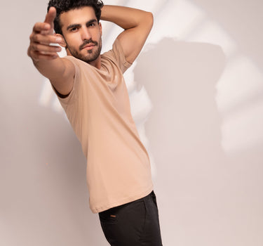 Basic V-Neck T-Shirt (Beige)