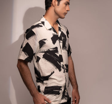 Printed Cuban Shirt (Black & White)