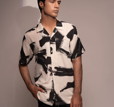 Printed Cuban Shirt (Black & White)