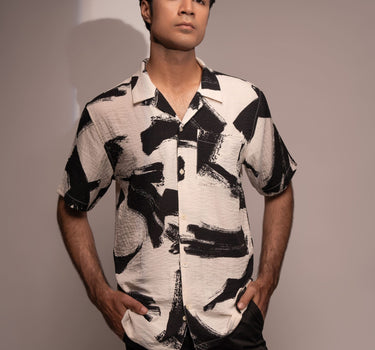 Printed Cuban Shirt (Black & White)