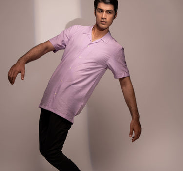 Textured Cuban Shirt (Lilac)