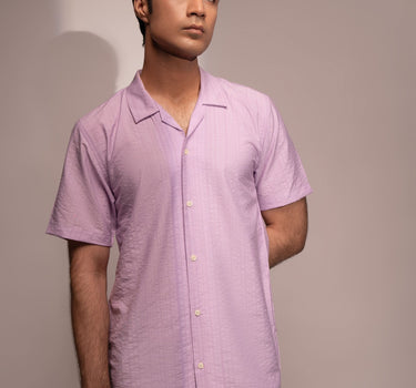 Textured Cuban Shirt (Lilac)