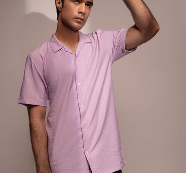 Textured Cuban Shirt (Lilac)