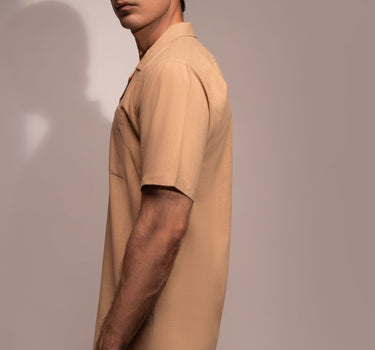 Solid Cuban Shirt (Beige) 