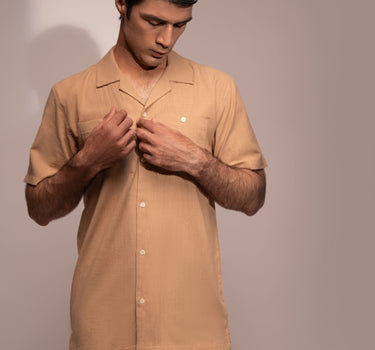 Solid Cuban Shirt (Beige) 