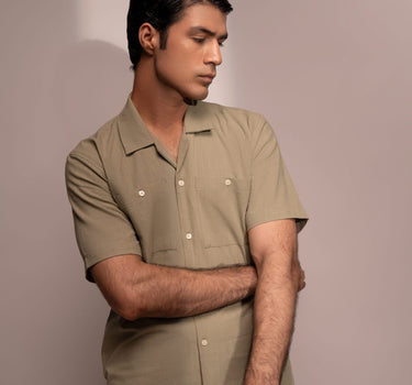 Slub Cuban Shirt (Sage)