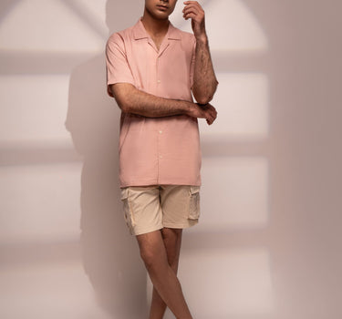 Textured Cuban Shirt ( Pink )