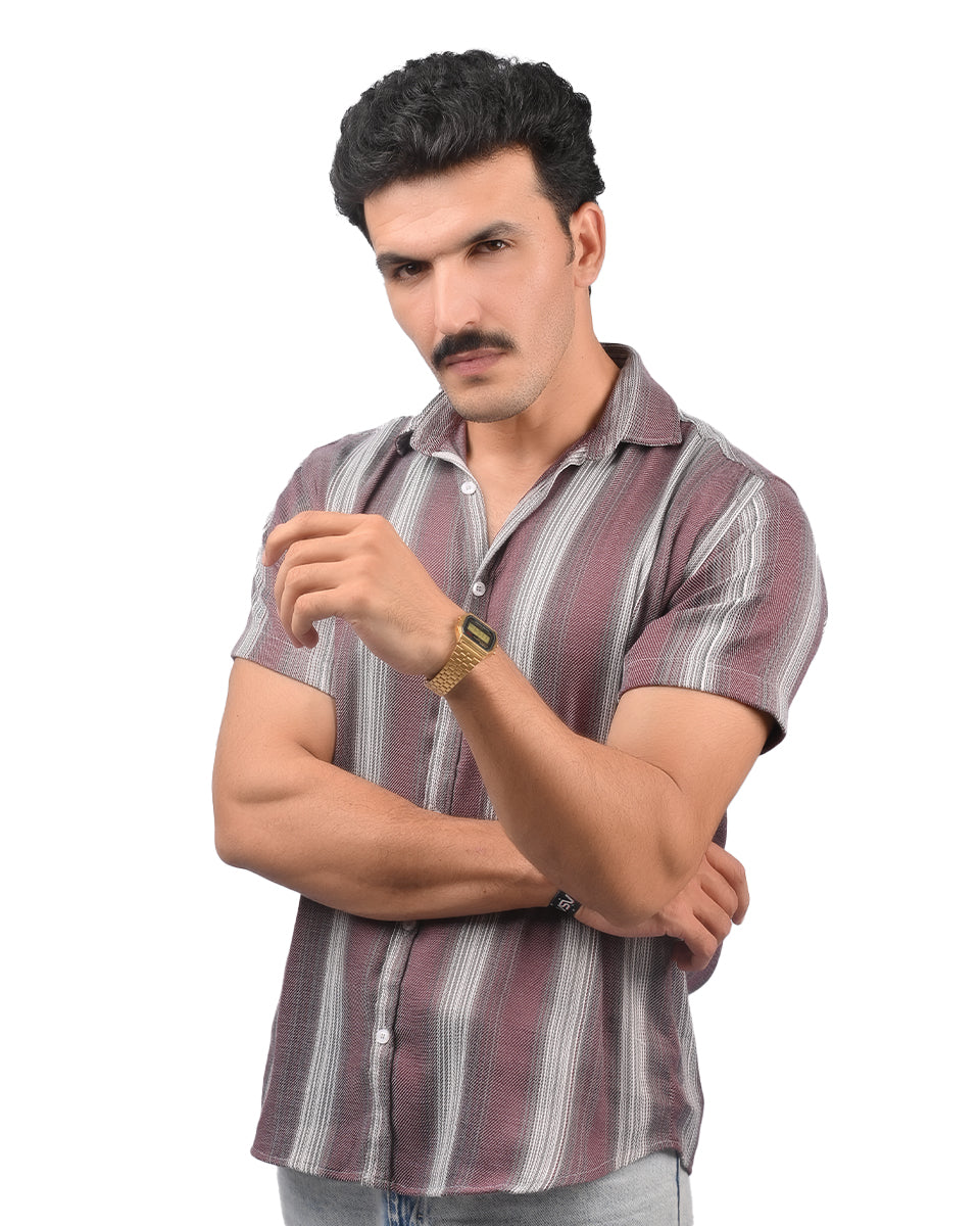 Brown Grey Stripped Shirt